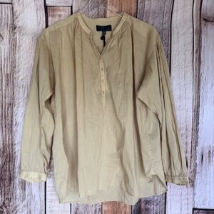 Nili Lotan Blouse Neville Sandstone Cotton Quiet Luxury Peasant Top Small  NWT